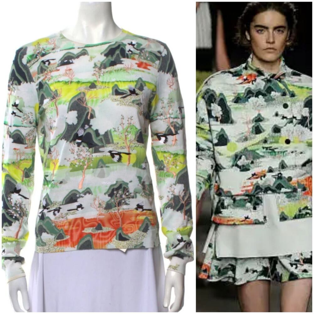 Opening Ceremony Japanese Landscape Art Sz S Sweater Long Sleeve Runway (V5